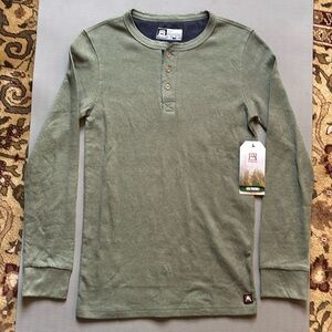 Avalanche Henley Waffle Knit Long Sleeve Green S